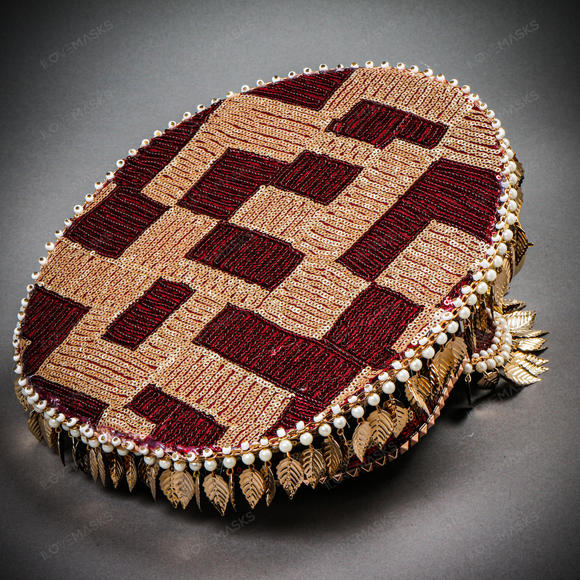 Steampunk Burning Man Party Captain Hat w/ Kaleidoscope 3D Goggles Red Gold - Picture 7 of 11